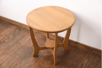 レトロ家具　昭和レトロ　栓材　あたたかな空間づくりに活躍するコーヒーテーブル(ラウンドテーブル、花台)