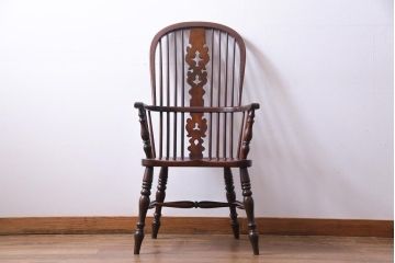 中古　松本民芸家具　#44A型　ウィンザーチェア(アームチェア、椅子、ウインザーチェア)(定価約18万円)(R-034571)