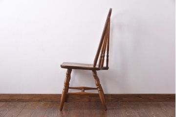 中古　ビンテージカシワ(柏木工、KASHIWA)　スポークのデザインがおしゃれなナラ材製のチェア(椅子)