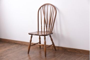 中古　ビンテージカシワ(柏木工、KASHIWA)　スポークのデザインがおしゃれなナラ材製のチェア(椅子)