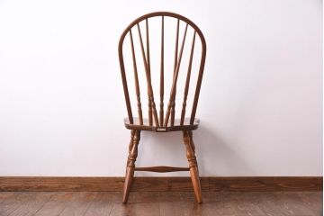 中古　ビンテージカシワ(柏木工、KASHIWA)　スポークのデザインがおしゃれなナラ材製のチェア(椅子)