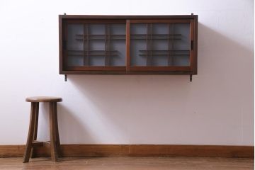 ラフジュ工房オリジナル　建具リメイク　シンプルな中に渋さのある壁掛け戸棚(ウォールシェルフ、吊り戸棚)(2)