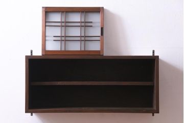 ラフジュ工房オリジナル　建具リメイク　シンプルな中に渋さのある壁掛け戸棚(ウォールシェルフ、吊り戸棚)(2)