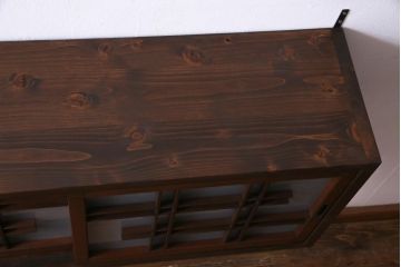 ラフジュ工房オリジナル　建具リメイク　シンプルな中に渋さのある壁掛け戸棚(ウォールシェルフ、吊り戸棚)(2)