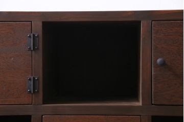 ラフジュ工房オリジナル　3×3マス　チェッカー模様に扉が付いたマス目棚・右開き(収納棚、ロッカー)
