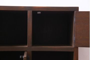 ラフジュ工房オリジナル　3×3マス　チェッカー模様に扉が付いたマス目棚・右開き(収納棚、ロッカー)