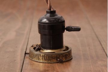 和製アンティーク　戦前　竹細工が味わい深いペンダントライト(竹編み、天井照明、電笠)