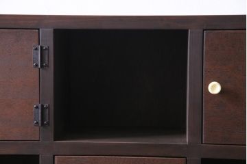ラフジュ工房オリジナル　3×3マス　チェッカー模様に扉が付いた壁掛けマス目棚・右開き(収納棚、ウォールシェルフ、吊り戸棚)