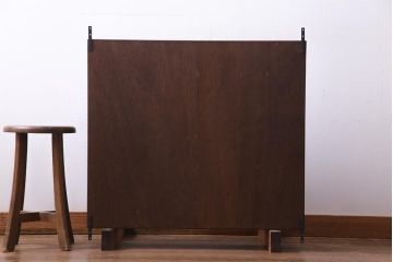 ラフジュ工房オリジナル　3×3マス　シンプルでレトロな壁掛けマス目棚・右開き(収納棚、ウォールシェルフ、吊り戸棚)