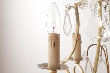 フランスビンテージ　噴水装飾付き　真鍮のフレームがシックなケージ型4灯シャンデリア(天井照明、吊り下げ照明)(R-034614)