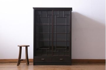 ラフジュ工房オリジナル　古建具リメイク　大正ロマンテイストの収納棚(戸棚、本箱、サイドキャビネット)