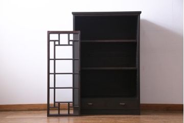 ラフジュ工房オリジナル　古建具リメイク　大正ロマンテイストの収納棚(戸棚、本箱、サイドキャビネット)