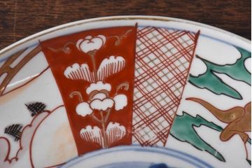 古民具・骨董　幕末明治期　山水図　色絵染付皿(7寸皿、中皿)(1)