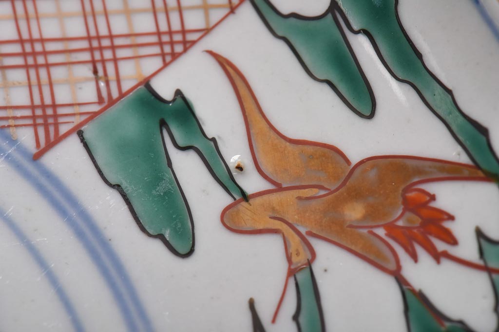 古民具・骨董　幕末明治期　山水図　色絵染付皿(7寸皿、中皿)(1)