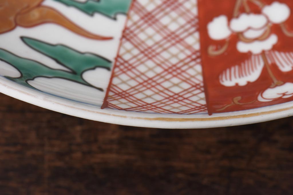 古民具・骨董　幕末明治期　山水図　色絵染付皿(7寸皿、中皿)(1)