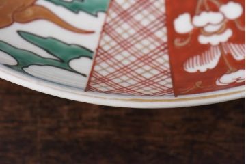 古民具・骨董　幕末明治期　山水図　色絵染付皿(7寸皿、中皿)(1)