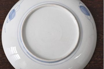 古民具・骨董　幕末明治期　山水図　色絵染付皿(7寸皿、中皿)(1)