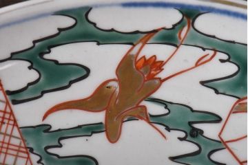 古民具・骨董　幕末明治期　山水図　色絵染付皿(7寸皿、中皿)(2)