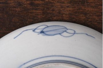 古民具・骨董　幕末明治期　山水図　色絵染付皿(7寸皿、中皿)(2)