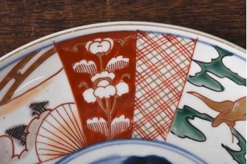 古民具・骨董　幕末明治期　山水図　色絵染付皿(7寸皿、中皿)(3)