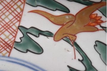 古民具・骨董　幕末明治期　山水図　色絵染付皿(7寸皿、中皿)(3)