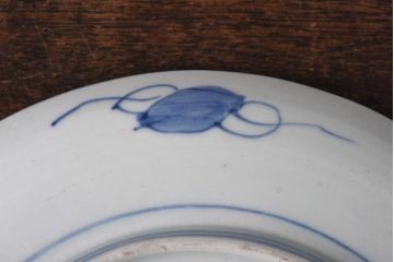 古民具・骨董　幕末明治期　山水図　色絵染付皿(7寸皿、中皿)(3)