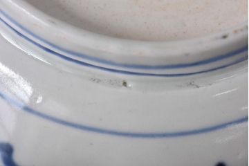 古民具・骨董　江戸期　色絵　深い藍色が美しい上手物の鉢(なます皿)