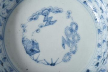 江戸期 微塵唐草紋様 淡く優しげな雰囲気漂う染付鉢(なます皿)