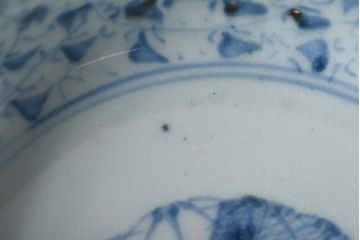 江戸期 微塵唐草紋様 淡く優しげな雰囲気漂う染付鉢(なます皿)