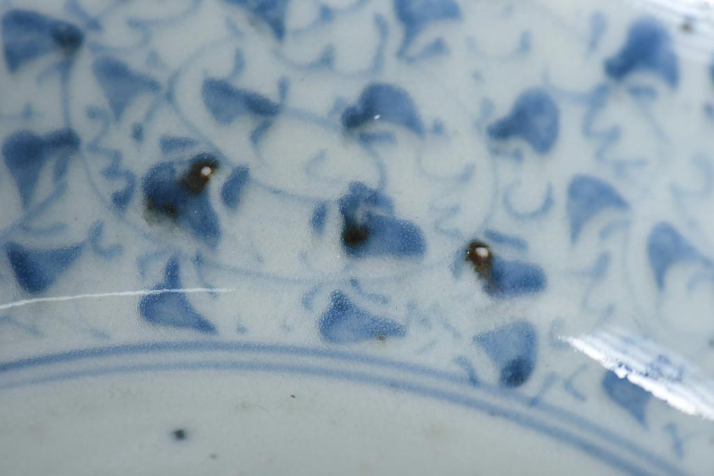 江戸期 微塵唐草紋様 淡く優しげな雰囲気漂う染付鉢(なます皿)