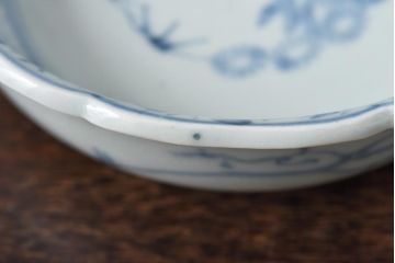 江戸期 微塵唐草紋様 淡く優しげな雰囲気漂う染付鉢(なます皿)