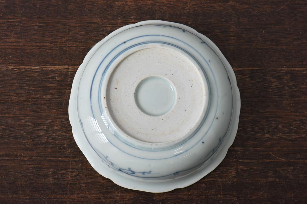 江戸期 微塵唐草紋様 淡く優しげな雰囲気漂う染付鉢(なます皿)