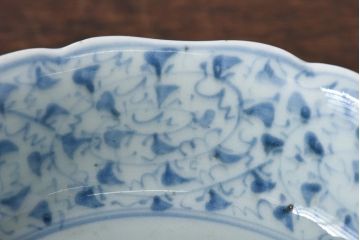 江戸期　微塵唐草紋様　淡く優しげな雰囲気漂う染付鉢(なます皿)