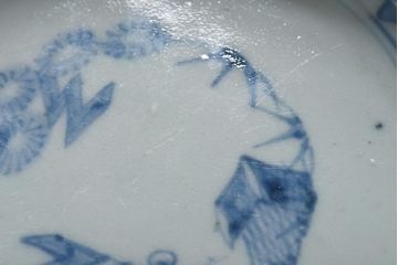 江戸期　微塵唐草紋様　淡く優しげな雰囲気漂う染付鉢(なます皿)