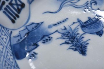 幕末期　福寿紋　山水図　染付5寸皿2枚セット(中皿)