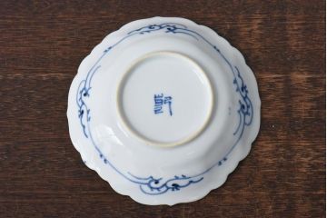 幕末期　福寿紋　山水図　染付5寸皿2枚セット(中皿)