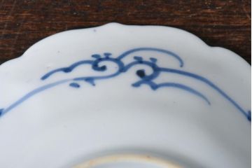 幕末期　福寿紋　山水図　染付5寸皿2枚セット(中皿)