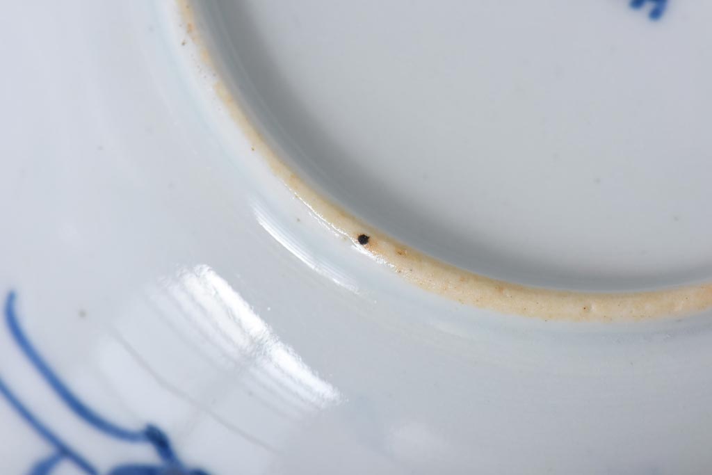 幕末期　福寿紋　山水図　染付5寸皿2枚セット(中皿)