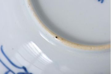 幕末期　福寿紋　山水図　染付5寸皿2枚セット(中皿)