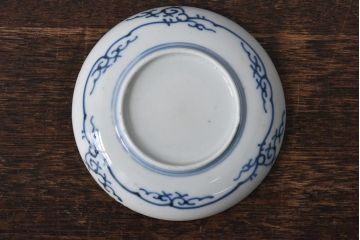 江戸期　虫文　白磁とのバランスが美しい染付小皿2枚セット(3寸皿)