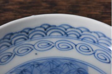 江戸期　竹文　濃淡の色使いが素敵な染付小皿2枚セット(3寸皿)