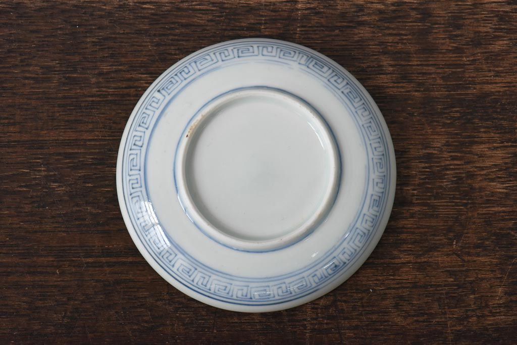 江戸期　竹文　濃淡の色使いが素敵な染付小皿3枚セット(3寸皿)