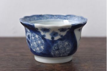 和製アンティーク　江戸期　情緒あふれる染付絵柄の向付3客セット(蕎麦猪口)