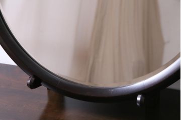 アンティーク雑貨　中古　松本民芸家具　丸型一面鏡ドレッサー・#19型ラッシスツールセット(定価合わせて約43万円)