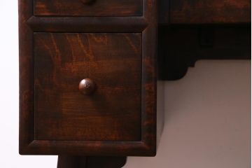 アンティーク雑貨　中古　松本民芸家具　丸型一面鏡ドレッサー・#19型ラッシスツールセット(定価合わせて約43万円)