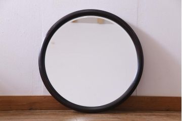 アンティーク雑貨　中古　松本民芸家具　丸型一面鏡ドレッサー・#19型ラッシスツールセット(定価合わせて約43万円)