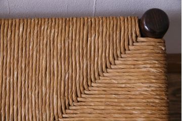 アンティーク雑貨　中古　松本民芸家具　丸型一面鏡ドレッサー・#19型ラッシスツールセット(定価合わせて約43万円)