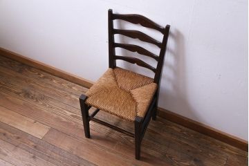 中古　松本民芸家具　#517型　ラッシチェア(ダイニングチェア、椅子)(定価約10万円)