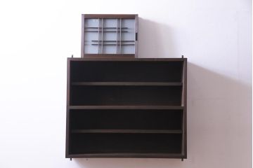 ラフジュ工房オリジナル　建具リメイク　大振り　和の風情感じるデザインが魅力的な壁掛け戸棚(ウォールシェルフ、吊り戸棚)