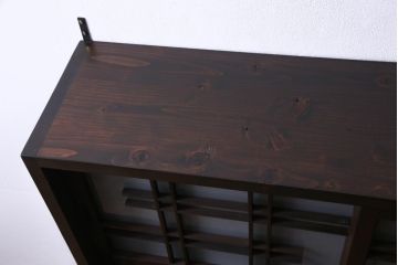 ラフジュ工房オリジナル　建具リメイク　大振り　和の風情感じるデザインが魅力的な壁掛け戸棚(ウォールシェルフ、吊り戸棚)